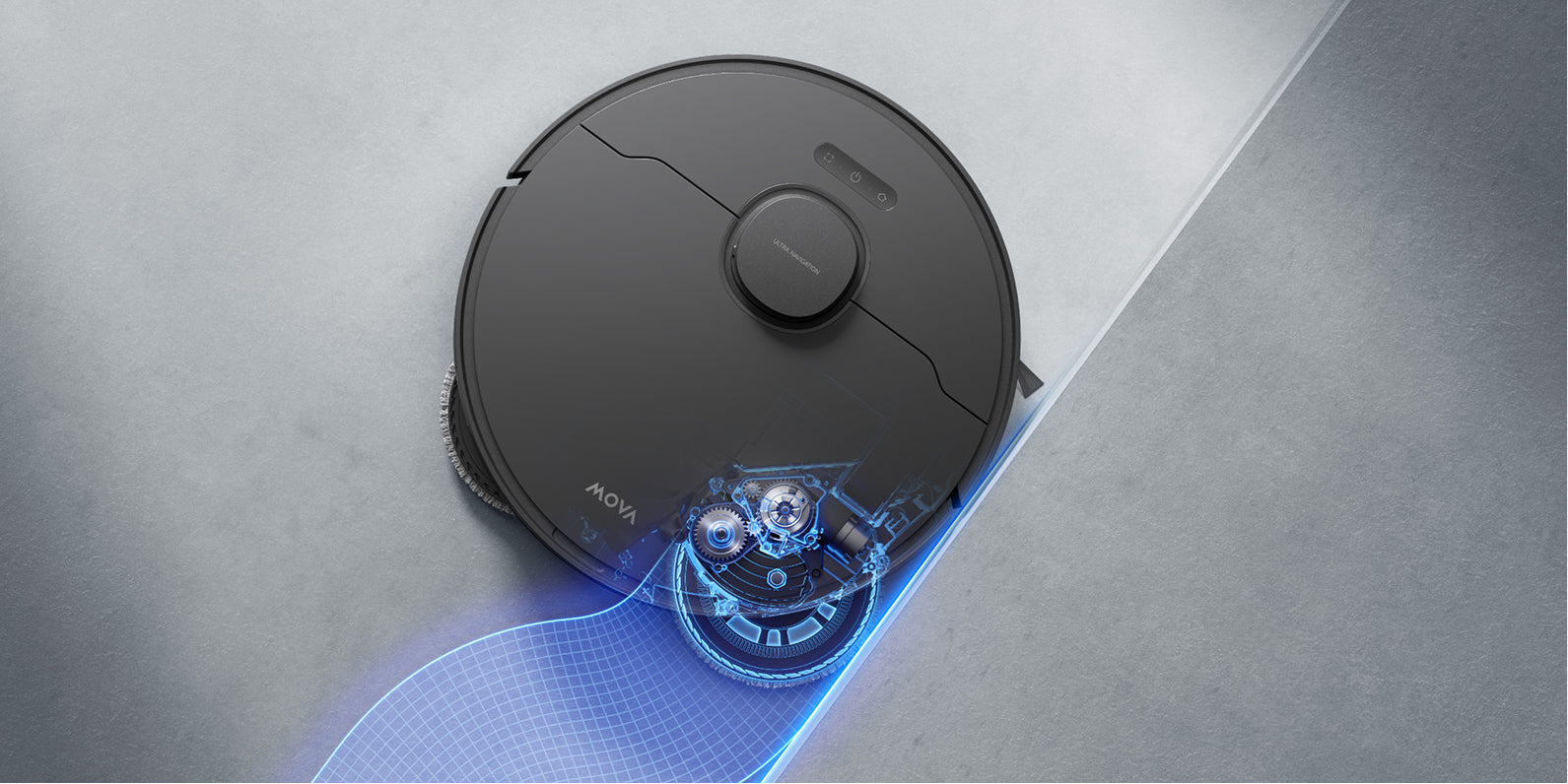 MOVA E50 Ultra Robot Vacuum Black MaxiReach™ Mop Thorough Edge Cleaning