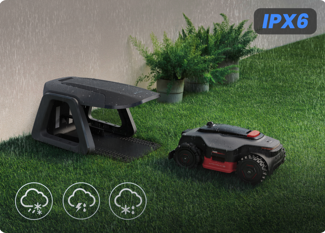Use the garage to protect the mower from rain, snow, frost and harsh weather, ensuring it stays safe and always ready for use. - 