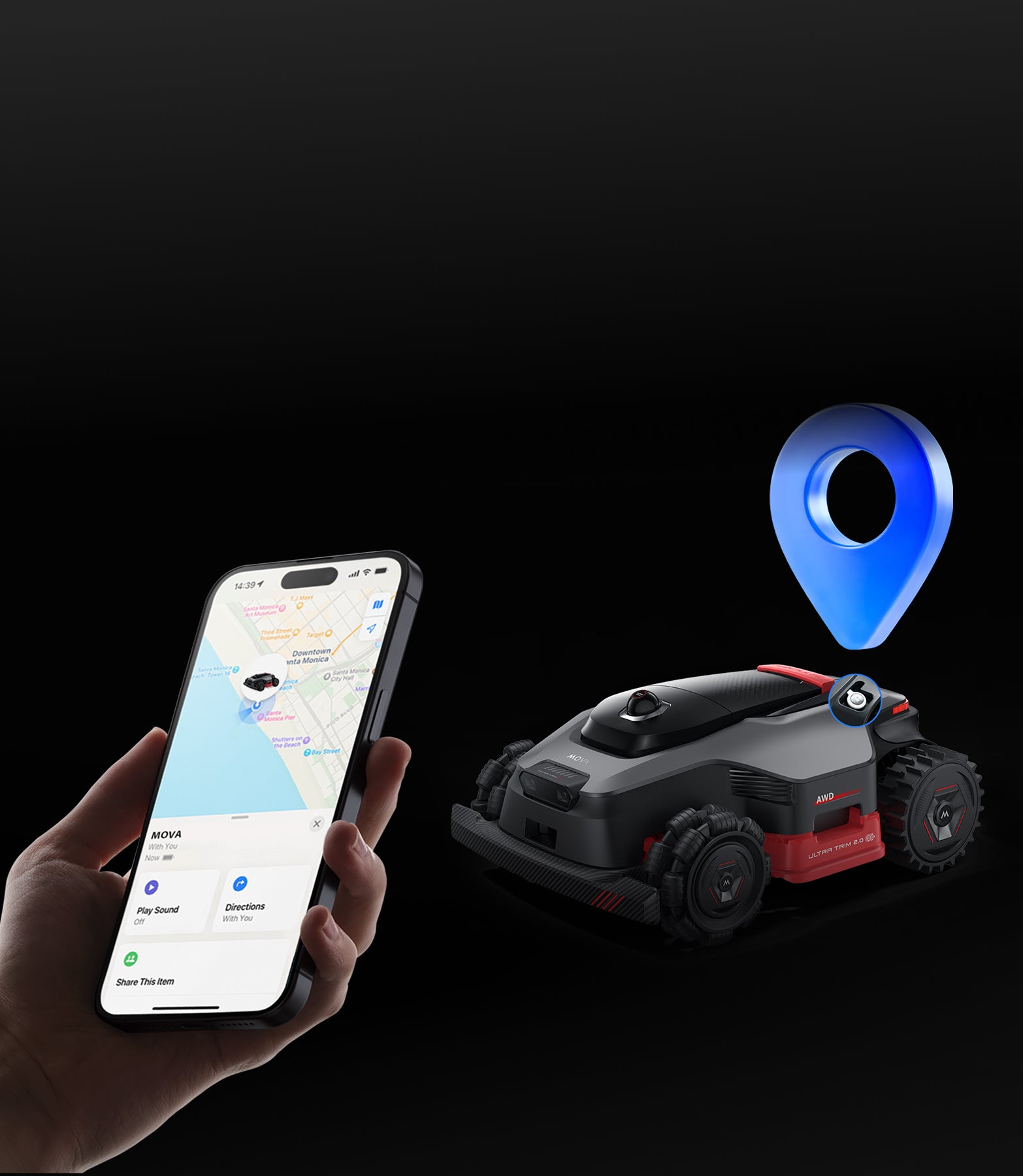 AirTag Compatibility - Add an optional AirTag* for enhanced mower security.