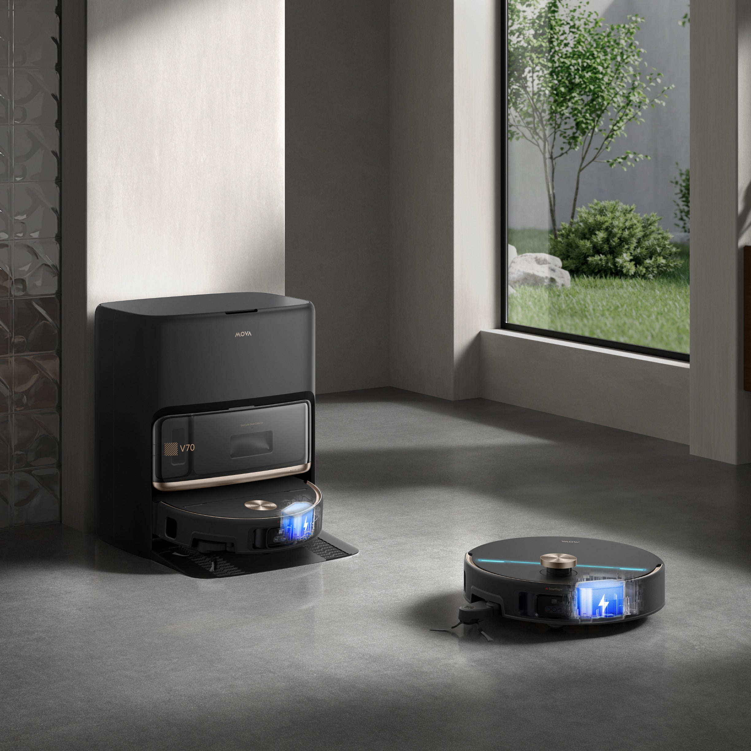 MOVA V70 Ultra Complete X Robot Vacuum Black 6400mAh Power with Smart Resume Function
