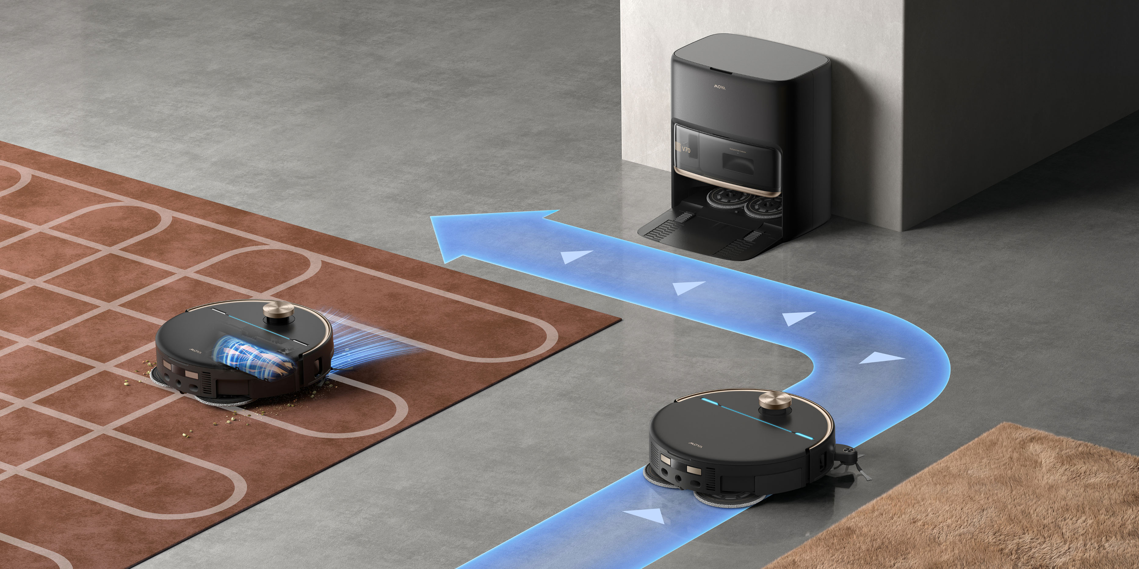MOVA V70 Ultra Complete X Robot Vacuum Black Proper Care for Your Carpet