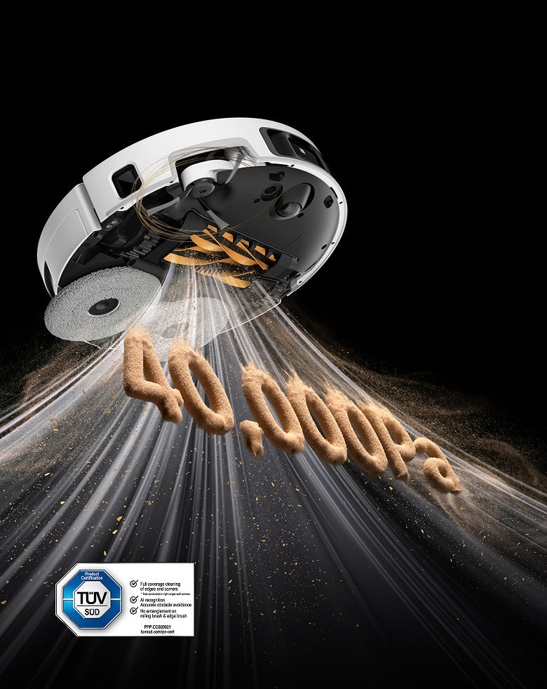 40,000Pa* Hurricane Suction Power